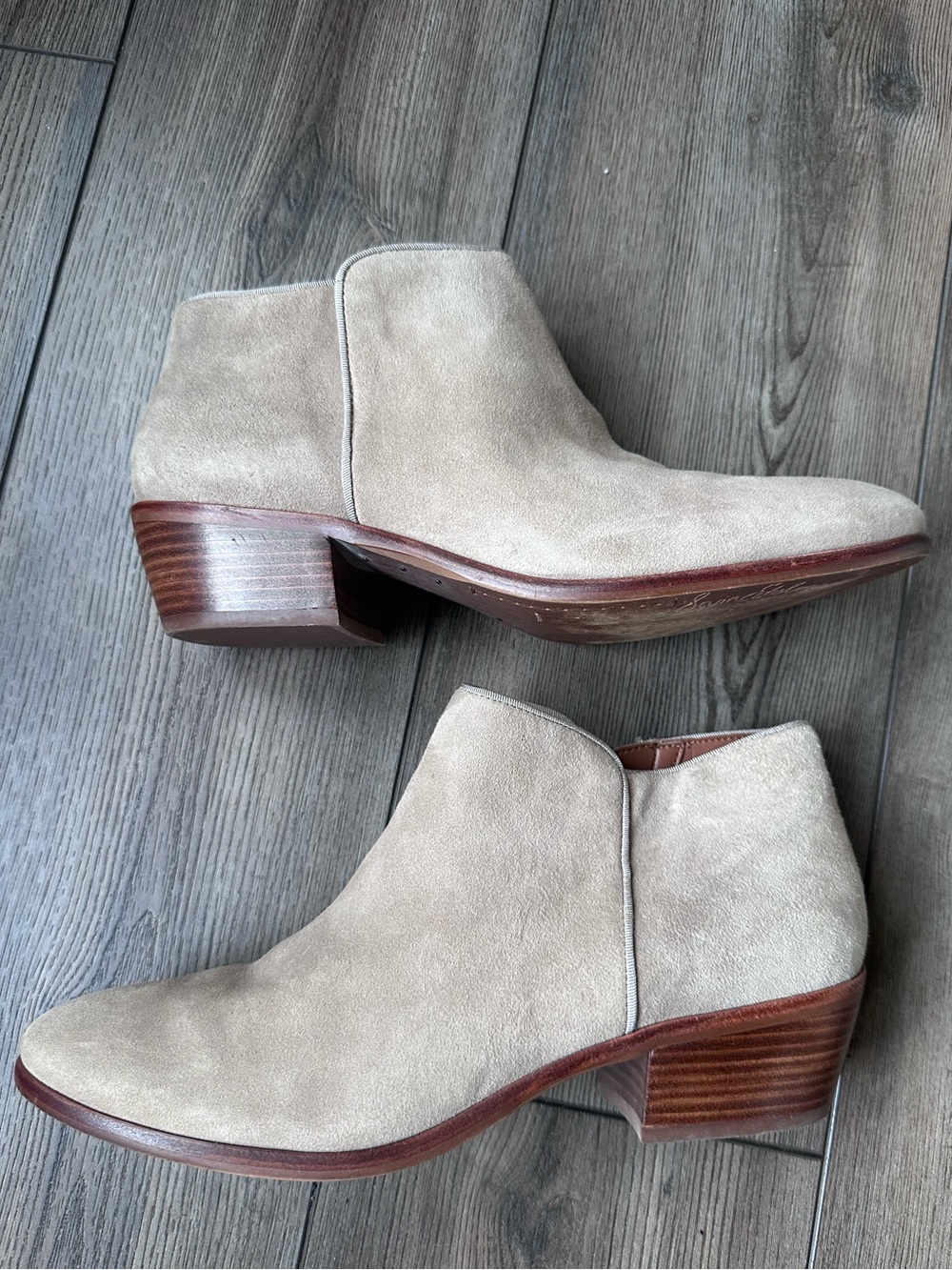 Sam Edelman Taupe Suede Leather Ankle Boots – Size 10